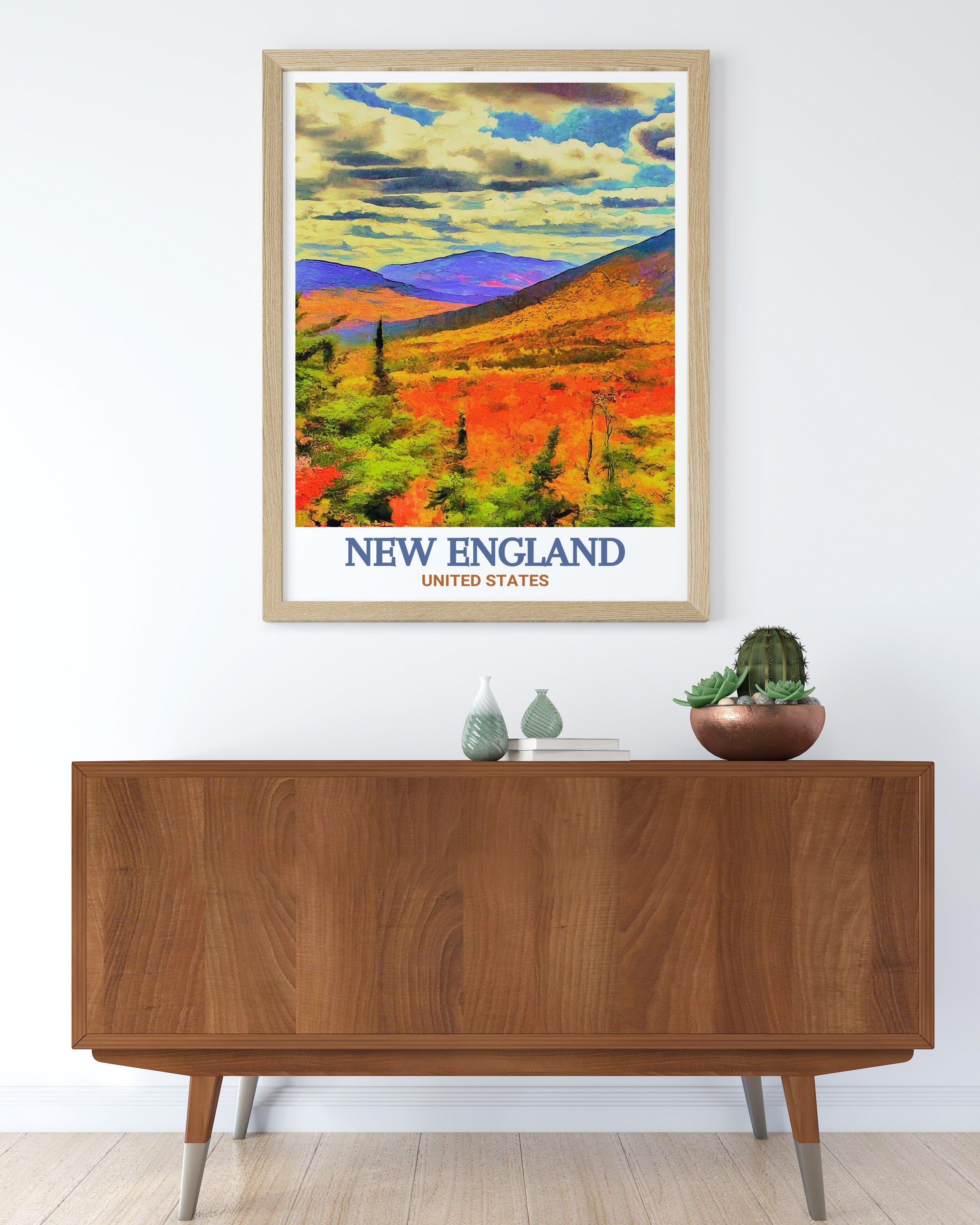 New England Poster Print - White Mountains Travel Art - New England Travel Poster - United States Travel Print