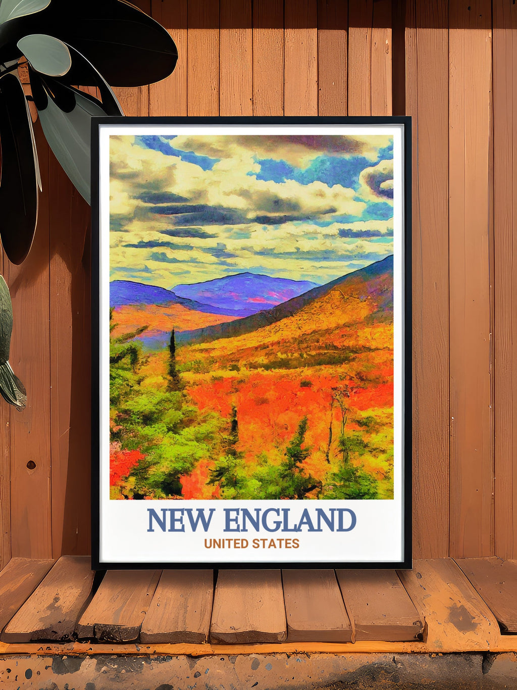 New England Poster Print - White Mountains Travel Art - New England Travel Poster - United States Travel Print