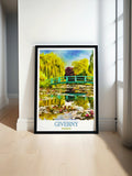 Giverny Poster - Water Lily Pond Art Print - France Wall Print - France Travel Poster