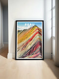 Peru Travel Poster - Rainbow Mountains Canvas Print - South America Wall Poster - South America Travel Print