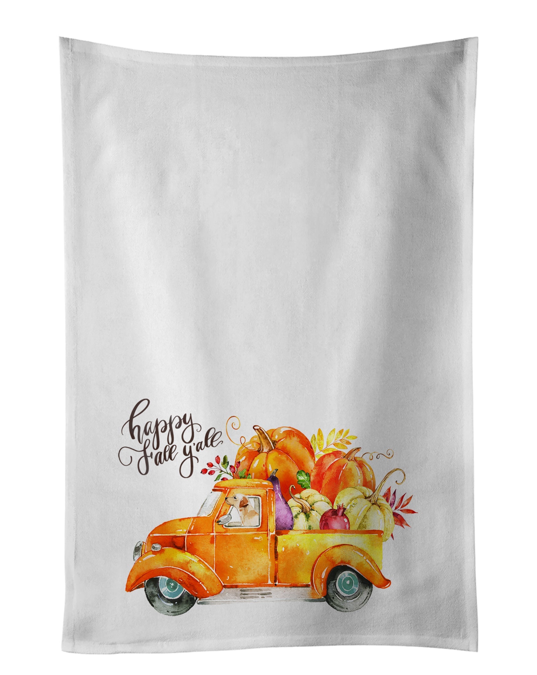 Fall Harvest Labrador Retriever Yellow Kitchen Towel Set of 2