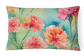 Carnations in Watercolor Throw Pillow