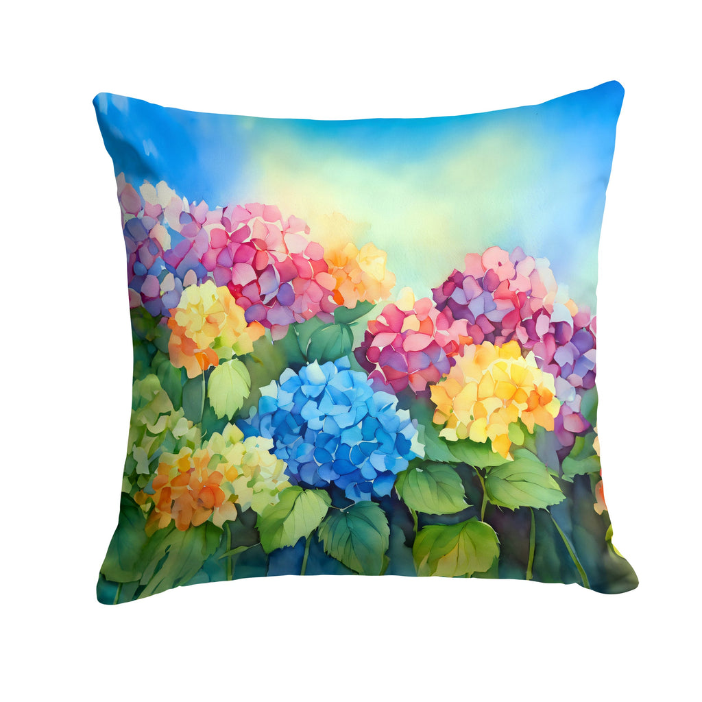 Hydrangeas in Watercolor Throw Pillow