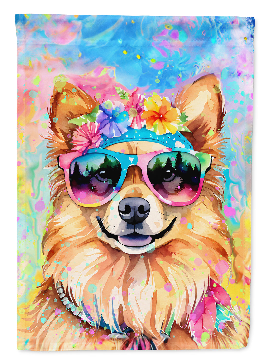 Pomeranian Hippie Dawg House Flag