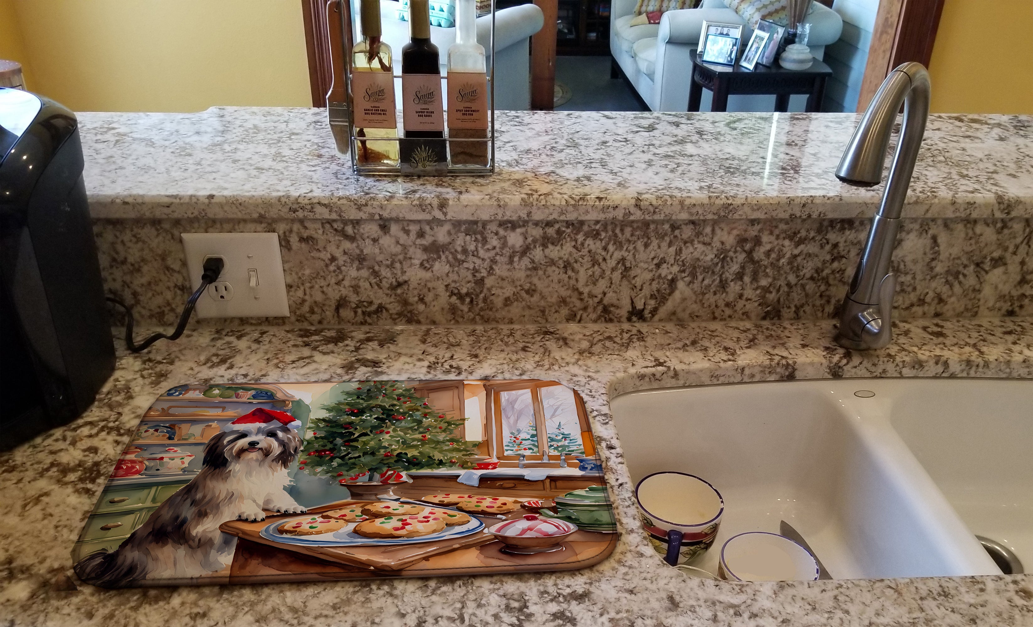 Havanese Christmas Cookies Dish Drying Mat
