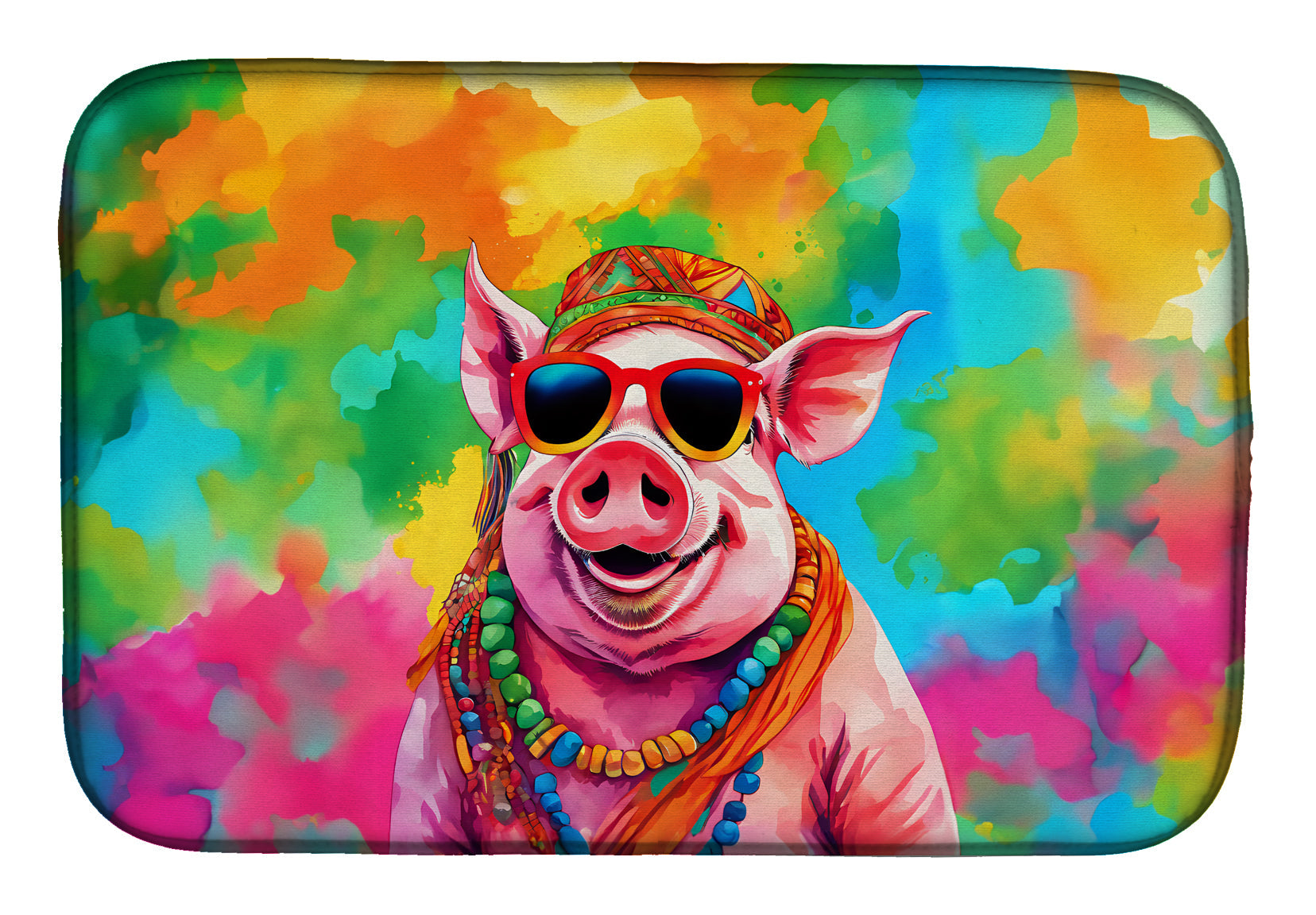 Hippie Animal Pig Dish Drying Mat