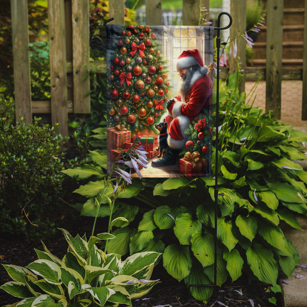 Miniature Pinscher and Santa Claus Garden Flag