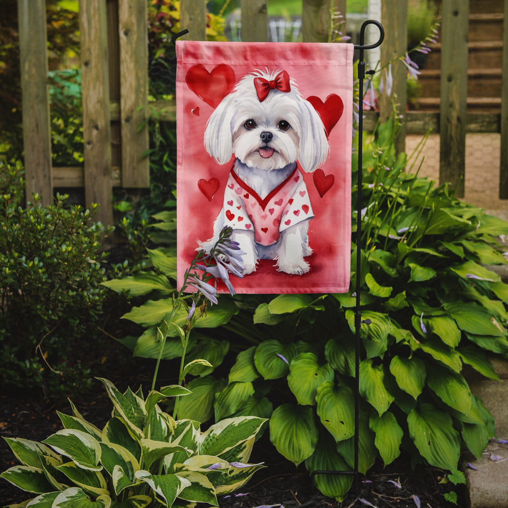 Maltese My Valentine Garden Flag
