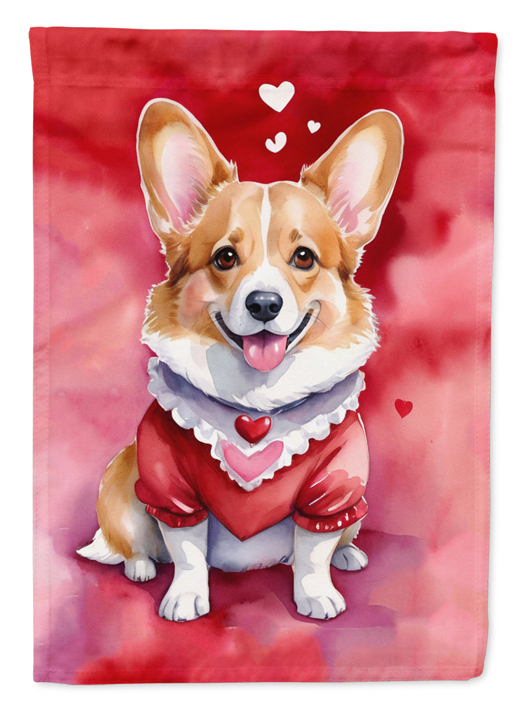 Corgi My Valentine House Flag
