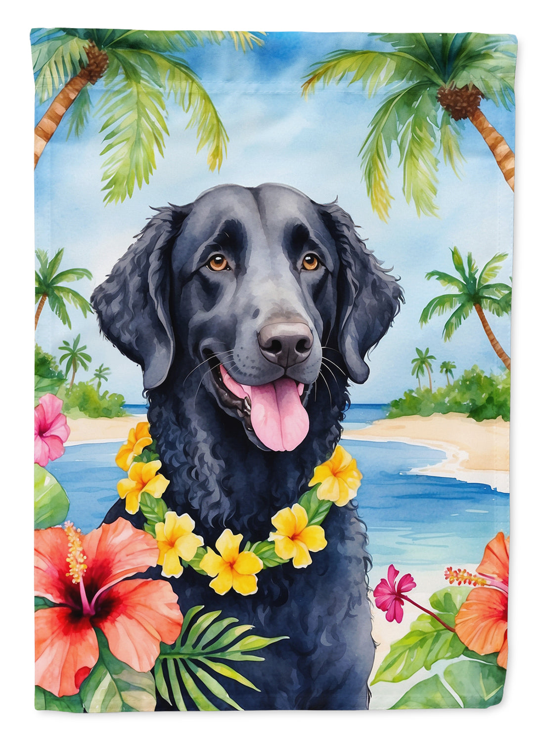 Curly-Coated Retriever Luau Garden Flag