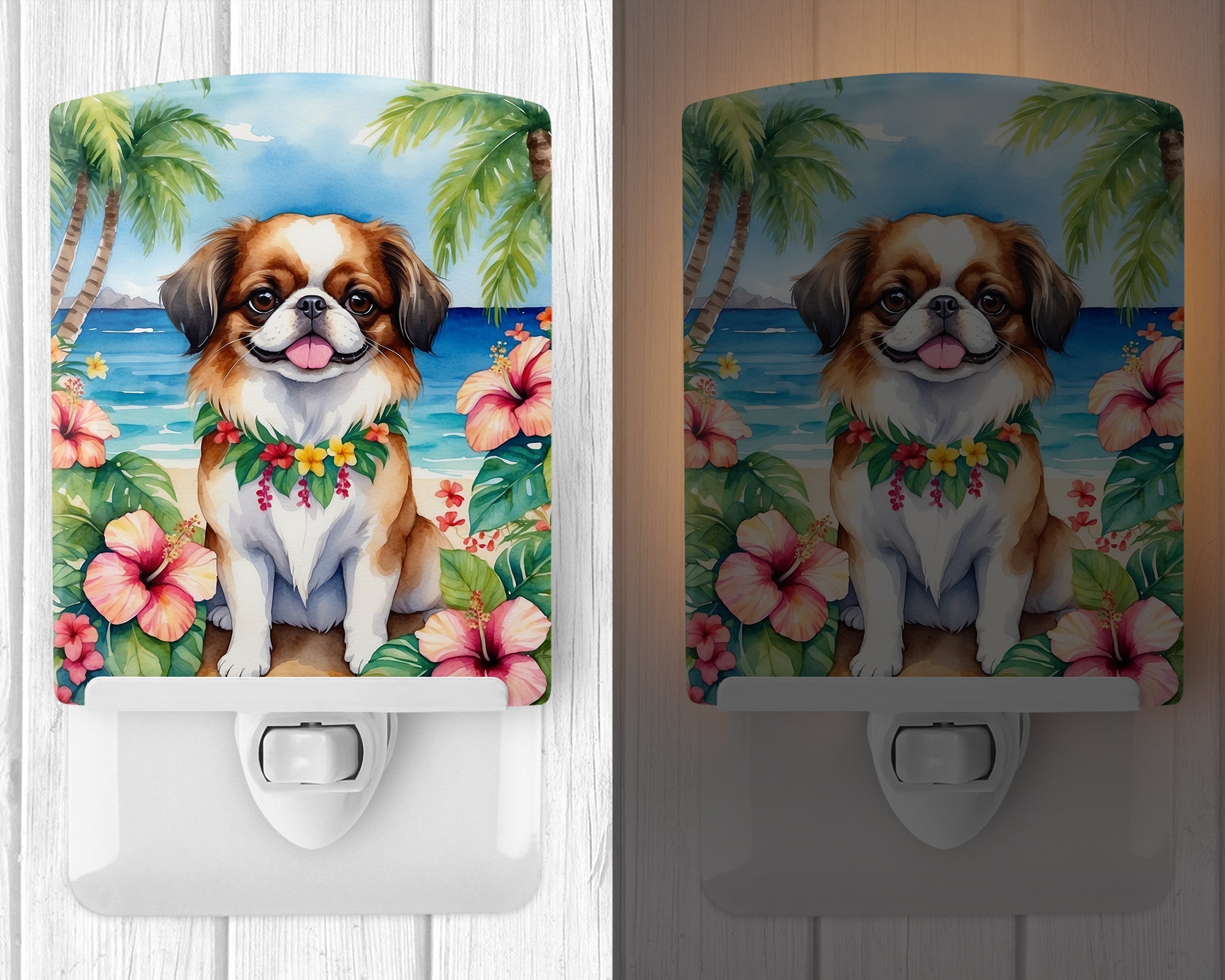 Japanese Chin Luau Ceramic Night Light