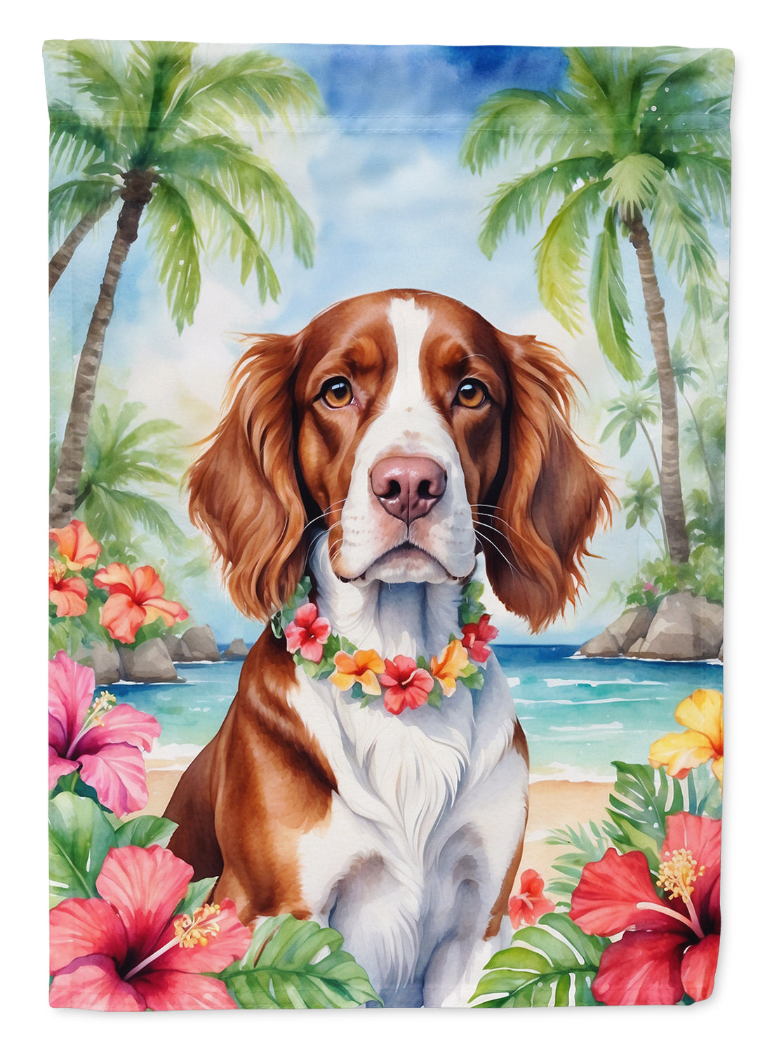 Welsh Springer Spaniel Luau Garden Flag