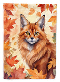 Somali Cat in Fall Leaves Garden Flag