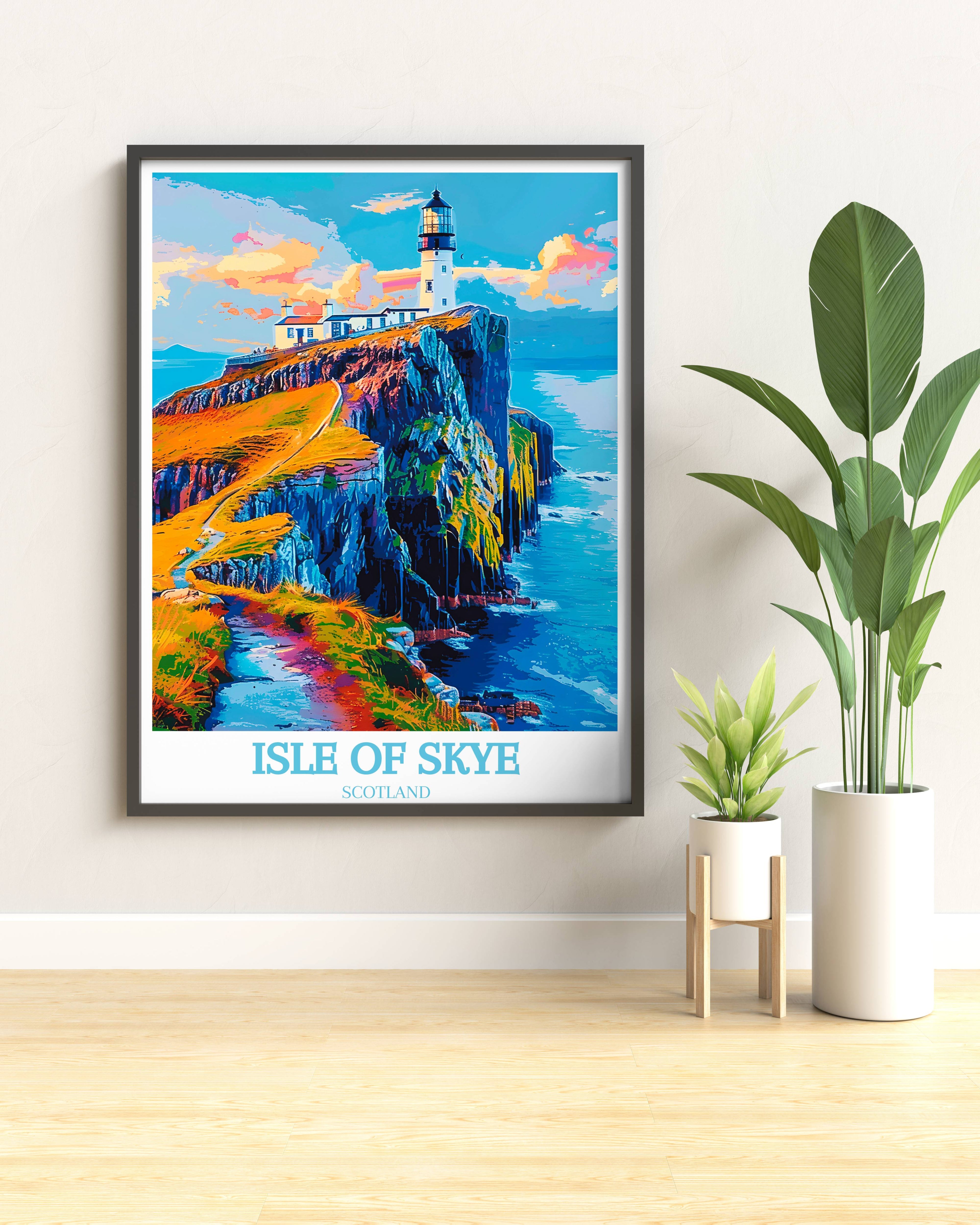 Neist Point Lighthouse Poster Isle Of Skye Travel Print Scottish Gifts Scottish Art Uk Gifts Europe Prints