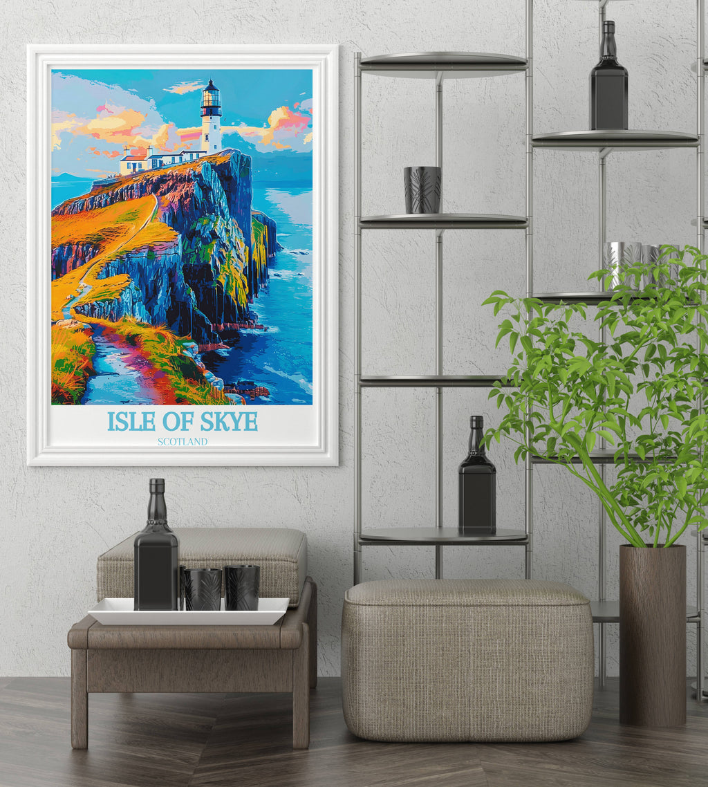 Neist Point Lighthouse Poster Isle Of Skye Travel Print Scottish Gifts Scottish Art Uk Gifts Europe Prints