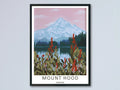 Mount Hood Oregon Wildflower Lake Travel Poster – Pastel Mountain Wall Art