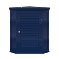 Navy Wall Mounted Corner 1-Door Louvered Bathroom Wall Cabinet