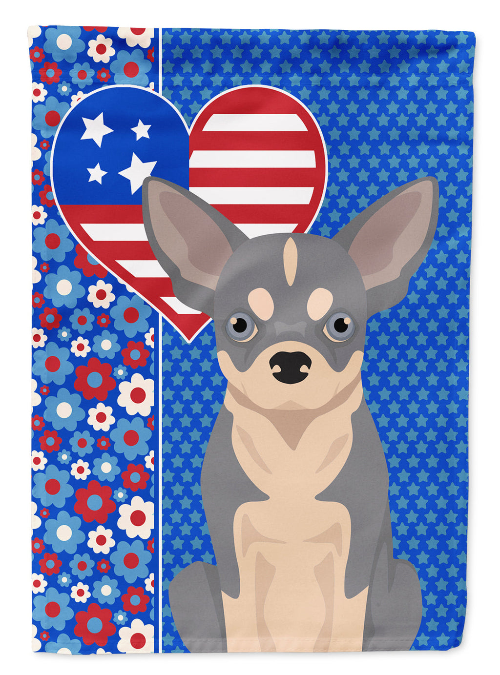 Blue and White Chihuahua USA American Garden Flag