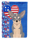 Blue and White Chihuahua USA American Garden Flag