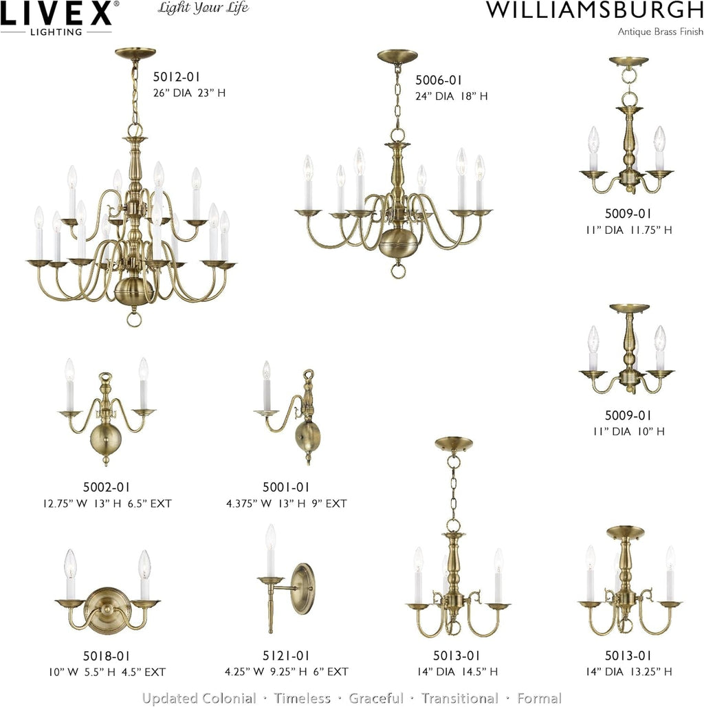 Williams burgh 6 Light Antique Brass Chandelier Fixture