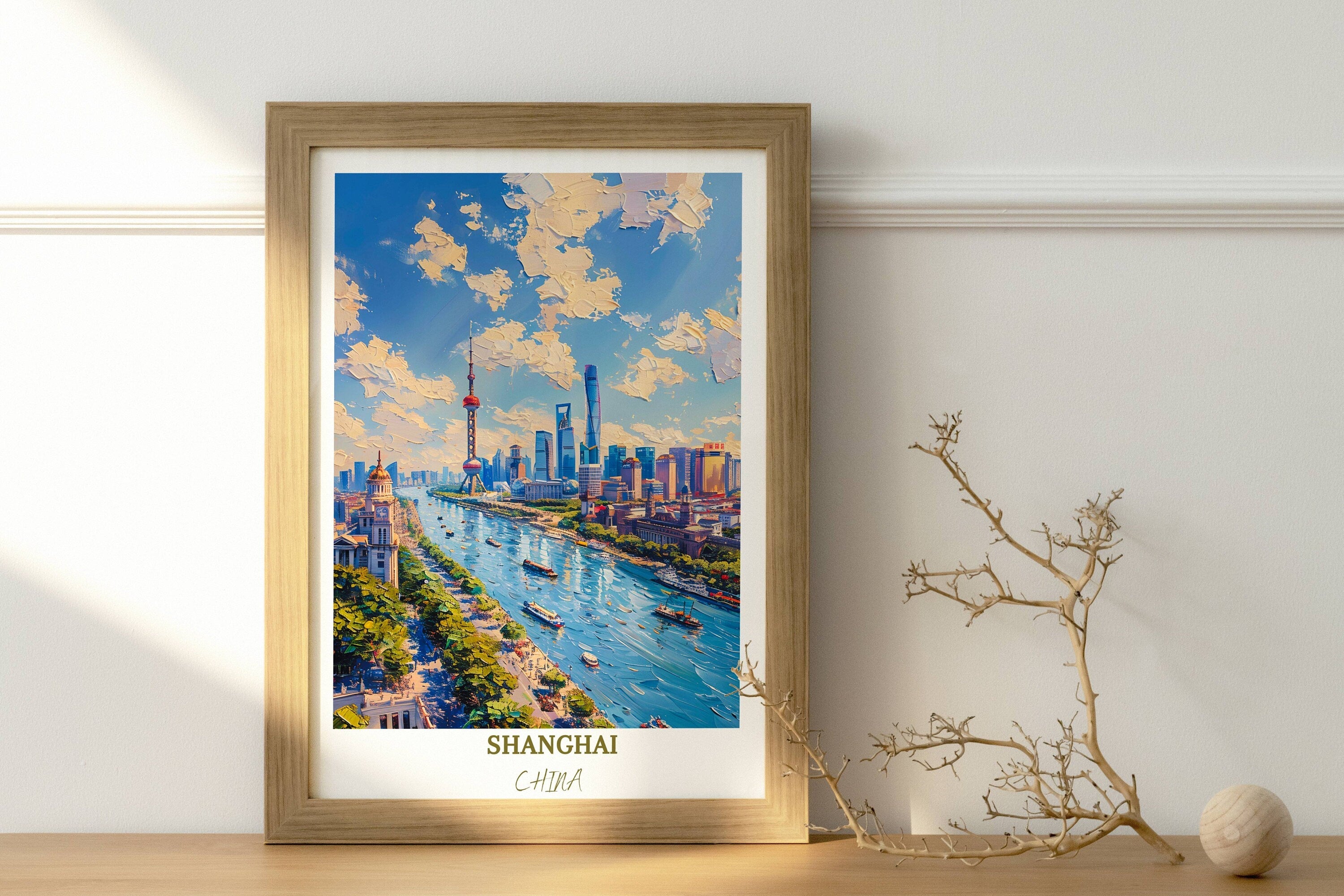 Shanghai Travel Print Wall Decor The Bund Travel Print Art Print Shanghai Wall Hanging Home Décor Gift Shanghai Art Lovers China